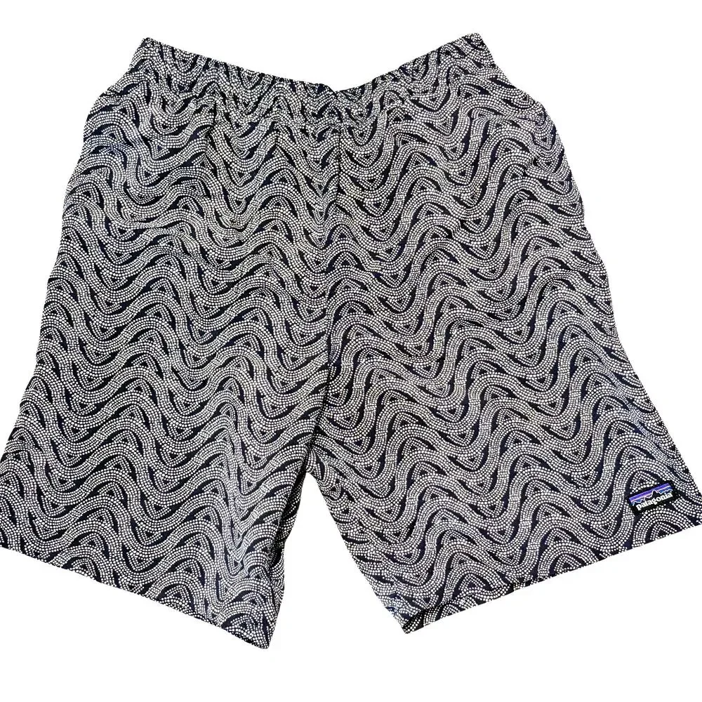 Patagonia Boys XL Swim Trunks Navy White Wave Print Youth Baggies Shorts